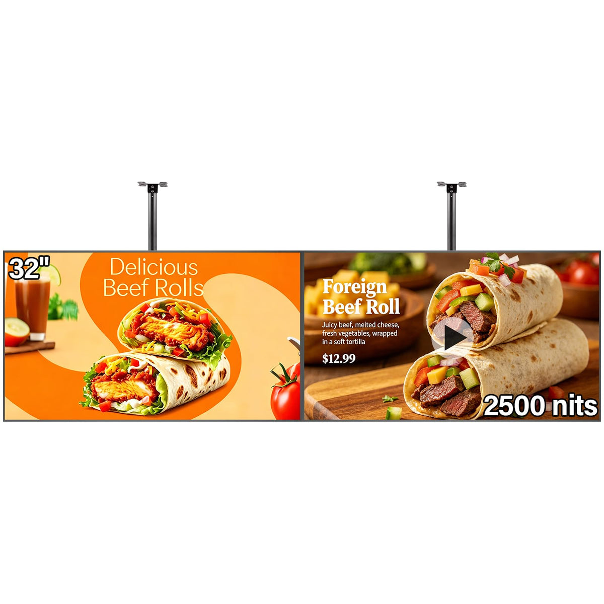 49inch Digital Signage Display, 4K 2500nits High Brightness Digital Signage