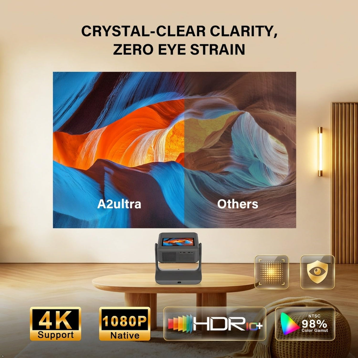 Aepuesem Smart Outdoor Projector with TouchScreen & Built-in App Store