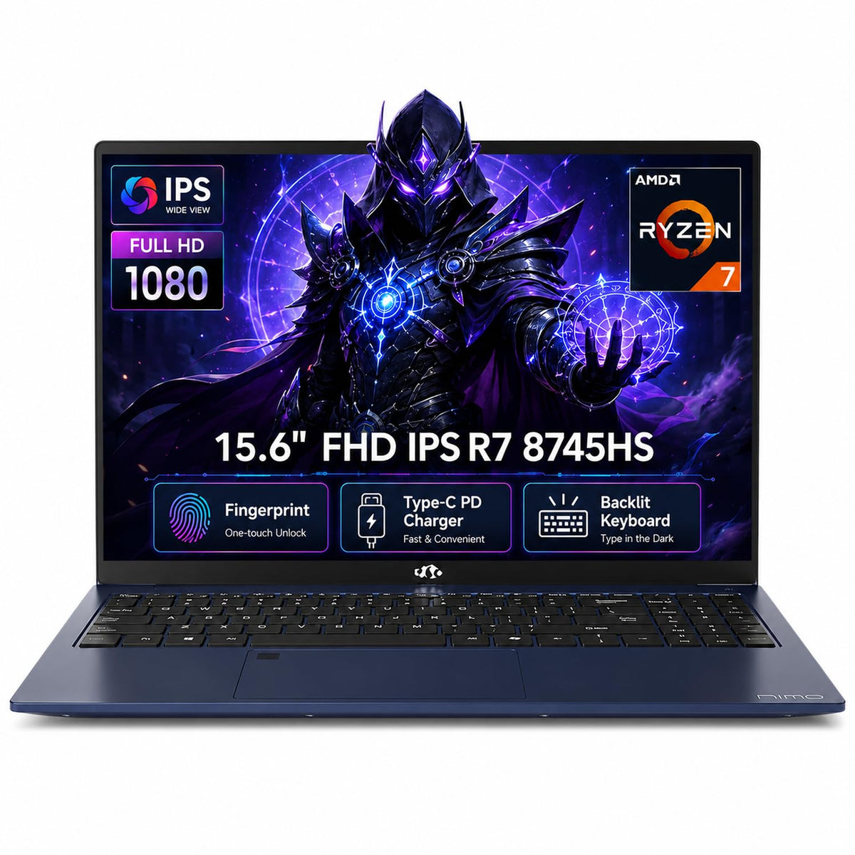 NIMO 15.6" FHD Light Gaming Laptop, AMD R7 8745HS 64GB DDR5 RAM 2TB SSD