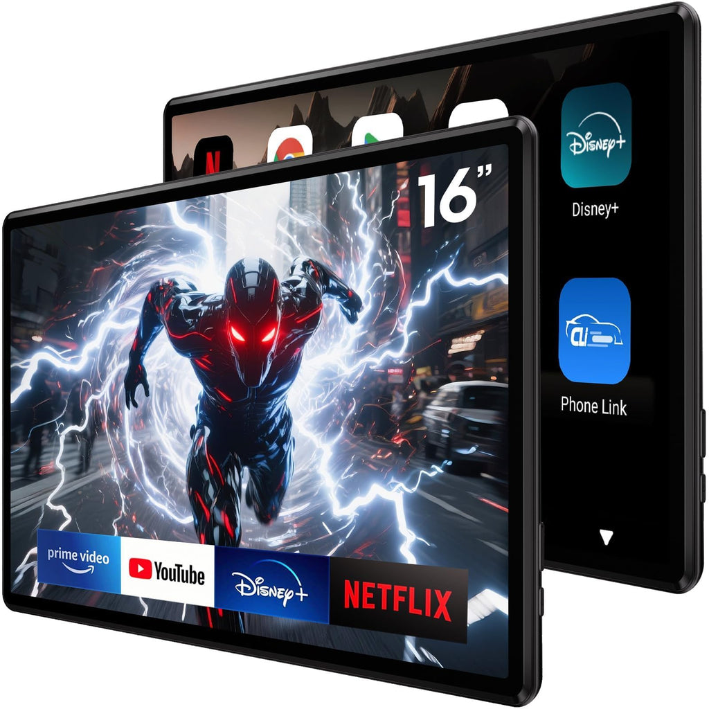 16" Android 13 Car TV Headrest Monitor(Pair),Car Rear Entertainment System