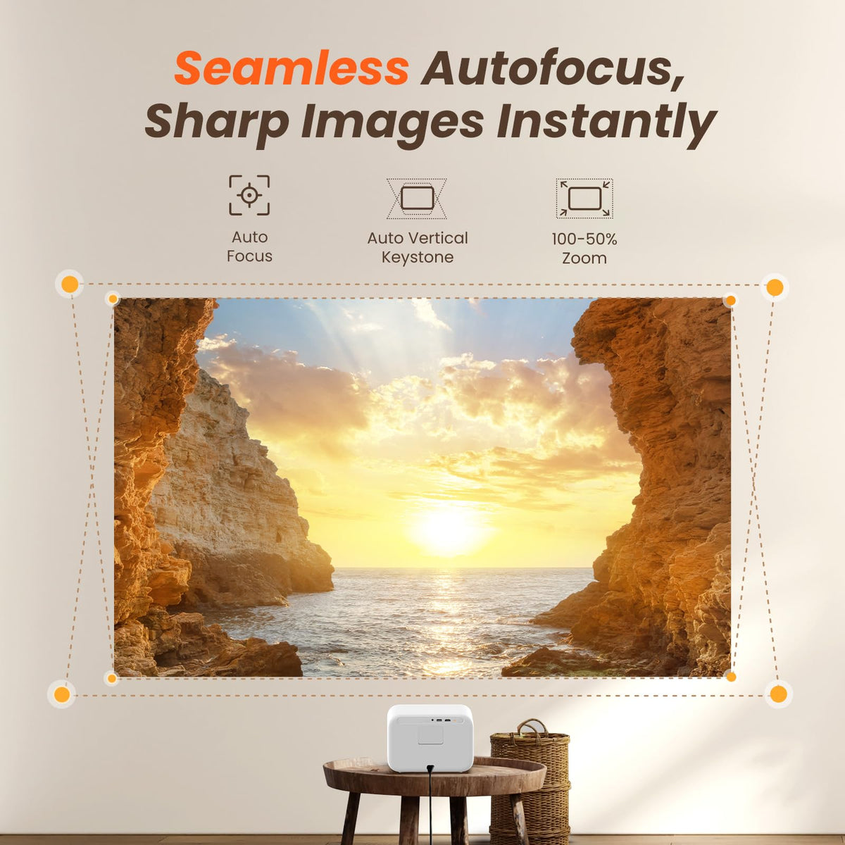 [Sound by JBL & High Brightness] Yaber Projector with WiFi and Bluetooth, Auto Focus/Keystone Correction, 3D Sound Movie Proyector, Portable projector for Home & Outdoor