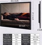 32 inch Interactive Touchscreen Whiteboard, Smart Board with 16:9 Display 1080P, Android 14 Touchscreen Electronic Whiteboard for Office and Classroom, RAM 4G & ROM 32G