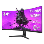 CRUA 49" DQHD 165Hz Ultrawide Curved Gaming Monitor, 1500R, FreeSync, Black