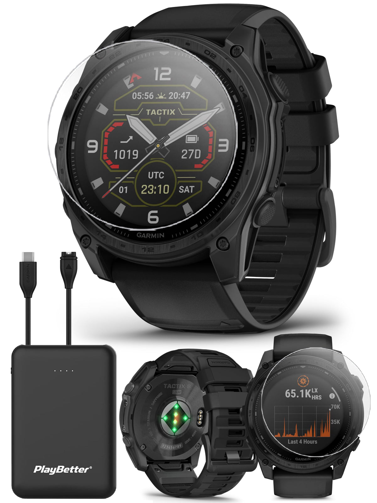 Garmin tactix 8 AMOLED (47mm) Tactical GPS Smartwatch Bundle