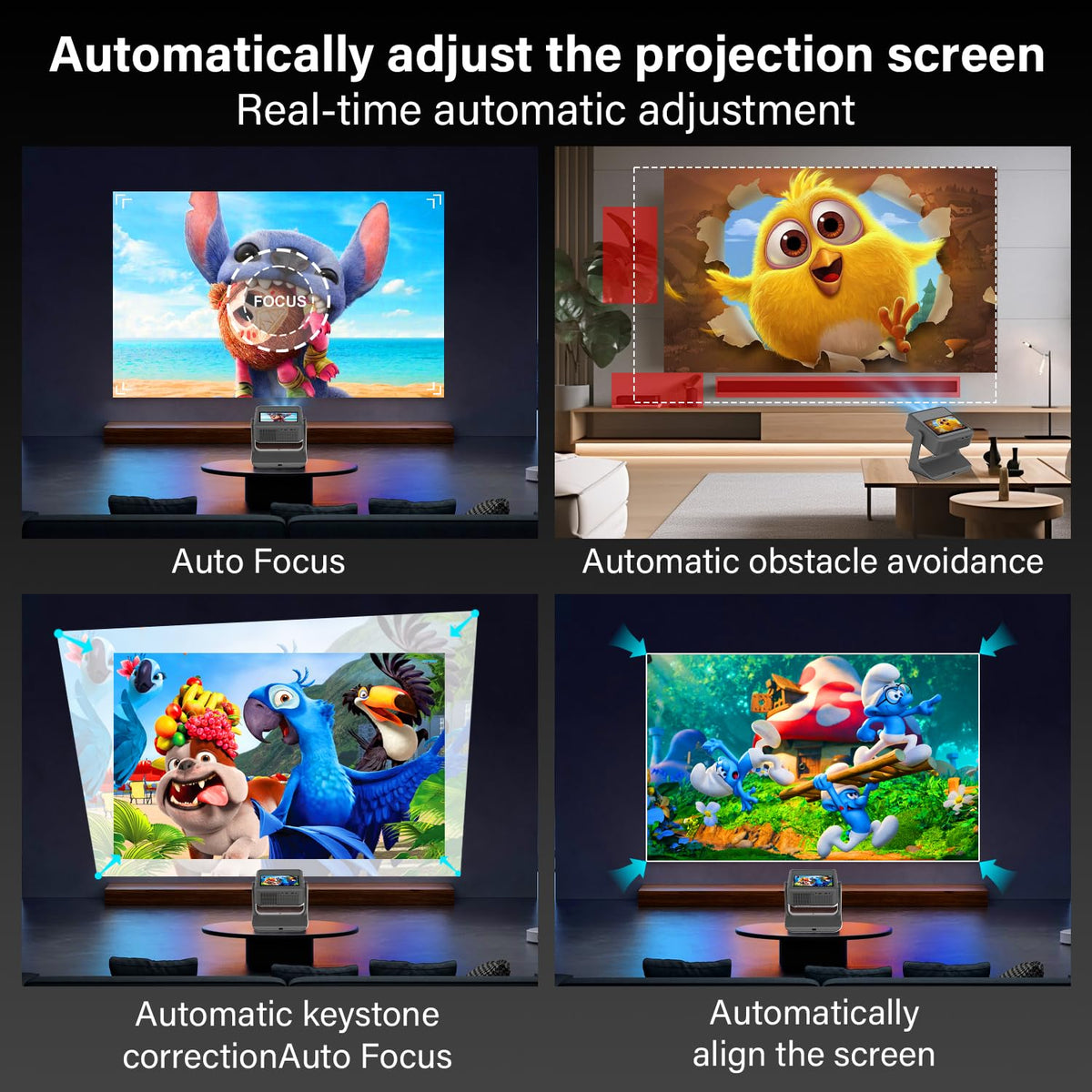 TouchScreen Smart Portable Projector,A2Ultra 4K Support Outdoor Projector with WiFi6 and Bluetooth, 800 ANSI Dual-Screen Sync,1000+ Apps, Auto Focus Movie Proyector for Home Theater/Outdoor/Gaming