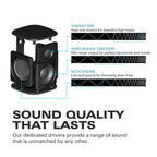 Rocksteady Stadium 2 Bluetooth Speaker Bundle – 4 Speakers | Multi-Room Wireless Sound System | Up to 30-Hr Battery | 150 ft Range | Stereo L/R Config