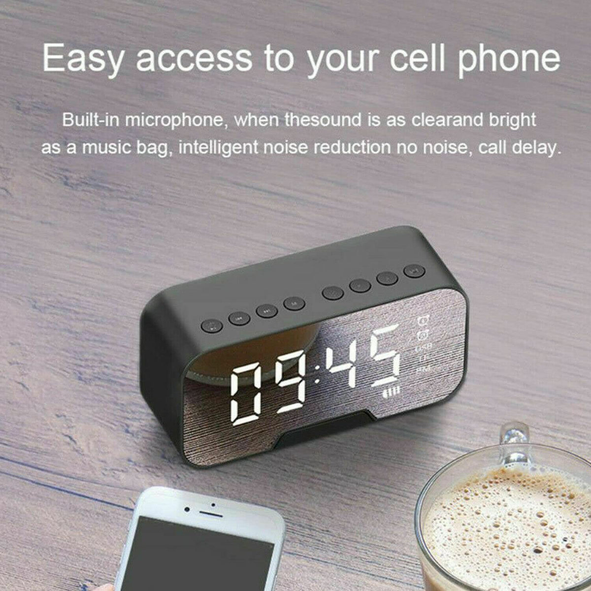 LED Digital Electronic Desktop Clock Snooze Alarm Time Temperature Display