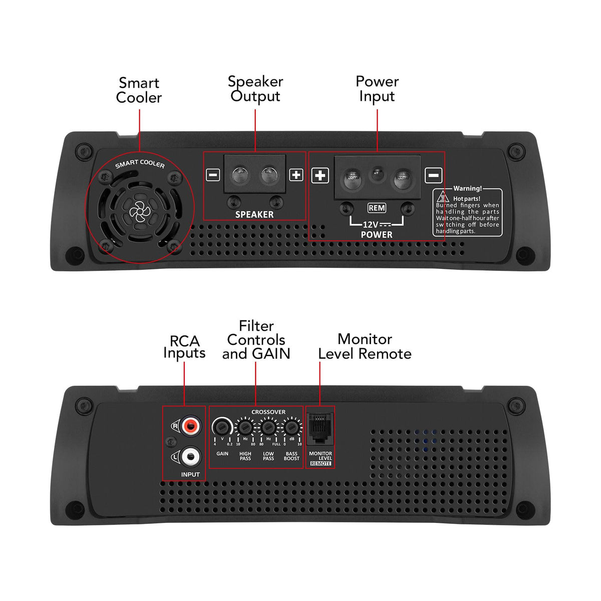 Taramps 900890 Class D HD 3000 Watt RMS 4 Ohms Automotive Sound Systems Mono Full Range Speaker Amplifier with Built In Thermal Management Fan