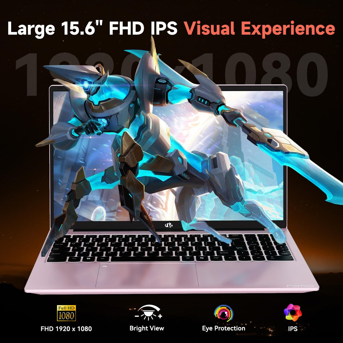 NIMO 15.6" FHD Light Gaming Laptop, 8 Cores AMD R7 7735HS 16GB RAM 1TB SSD