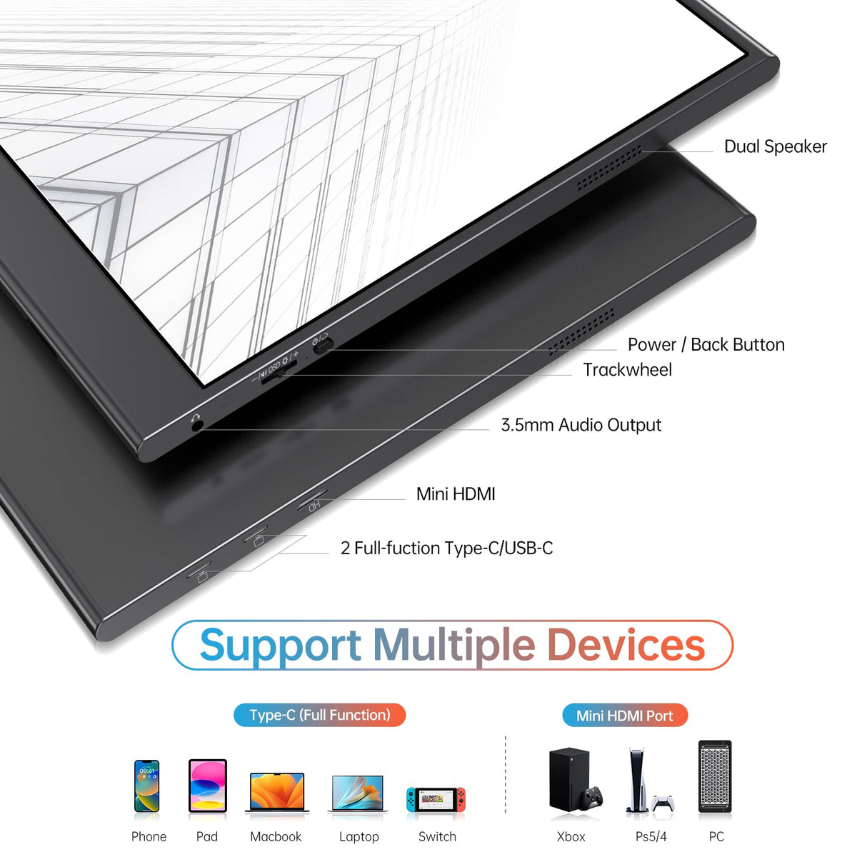VILVA 15.6" 4K UHD IPS HDR USB-C HDMI Monitor