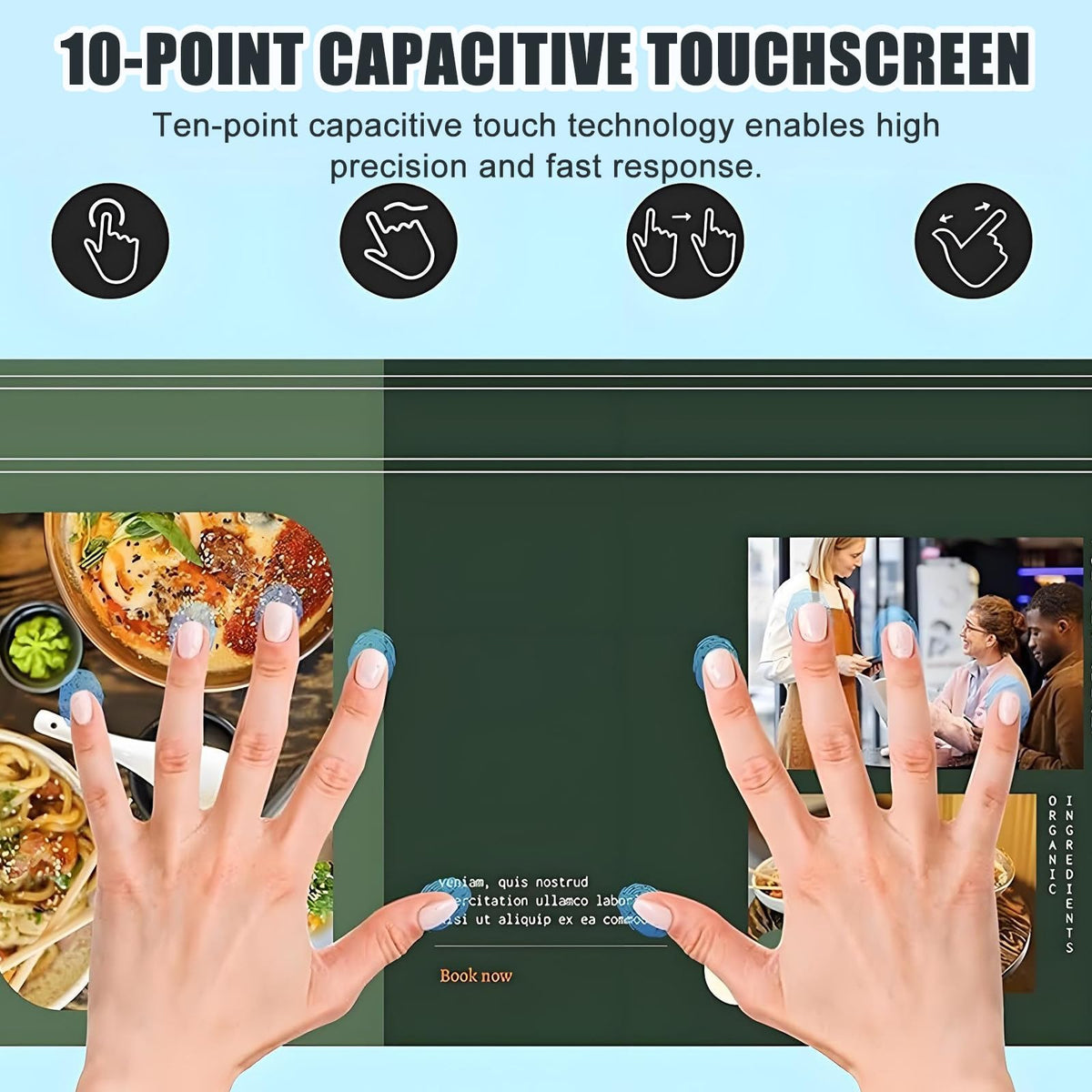 Portable Smart TV 24/27/32-inch Touchscreen Monitor, Mobile Display On Wheels with 7800mAh Battery, Dual 10W Speakers Professional Commercial Display Solution 27in6+64g