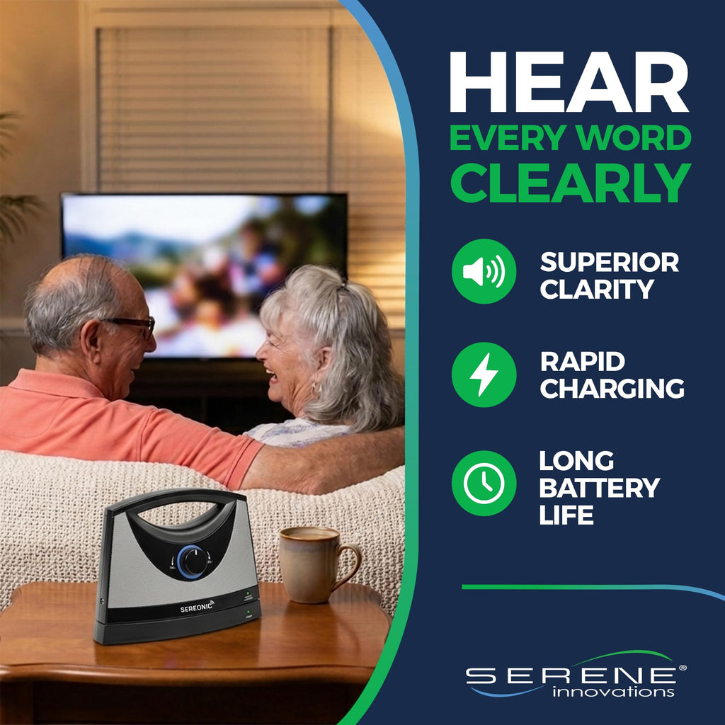 SEREONIC Portable Wireless Speakers for Smart TV - Ideal for TV Watching Without The Blaring Volume - Designed for Hard of Hearing, Elderly, and Seniors - 100ft Range