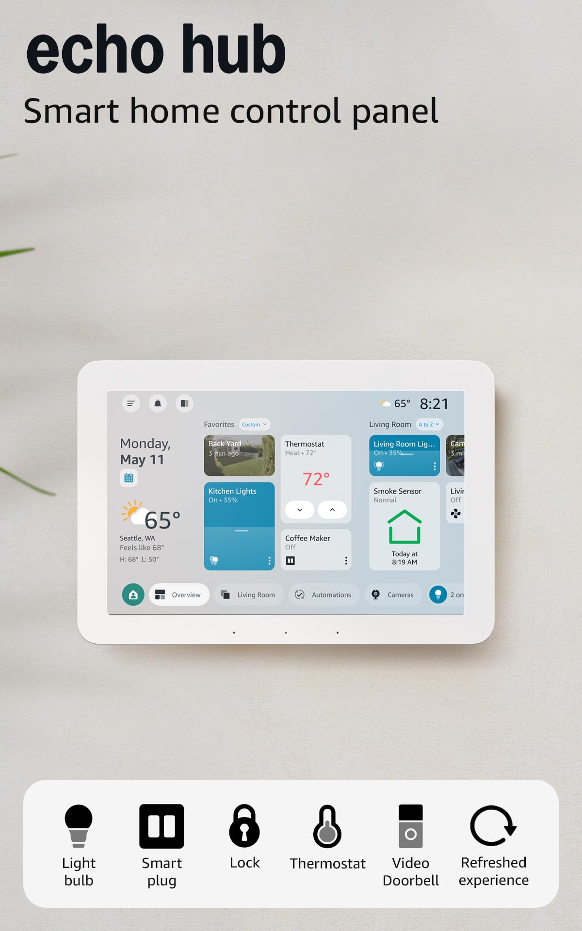 Like-New Amazon Echo Hub, 8” smart home control panel, Designed for Alexa+, Compatible with thousands of devices