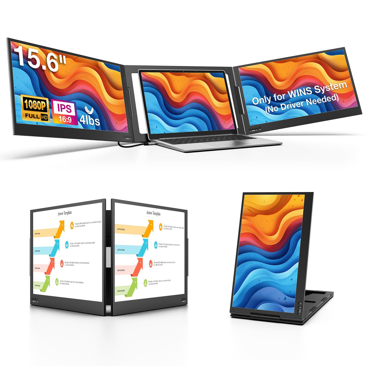 QQH 4K Portable Monitor, 15.6" UHD IPS USB-C HDMI Travel Monitor for Laptop
