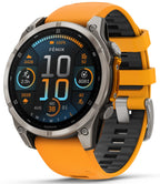 Garmin Fenix 8 – 47 mm, AMOLED Sapphire Multisport GPS Smartwatch,Titanium with Spark Orange/Graphite Silicone Band, Built-in LED Flashlight White Earbuds Bundle