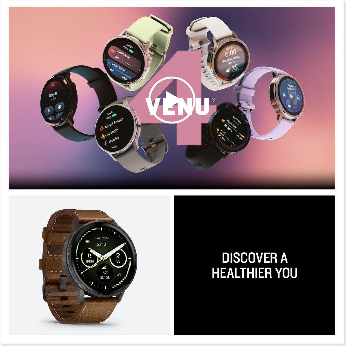Garmin Venu 4 Health Fitness GPS Smartwatch 45mm AMOLED Bundle