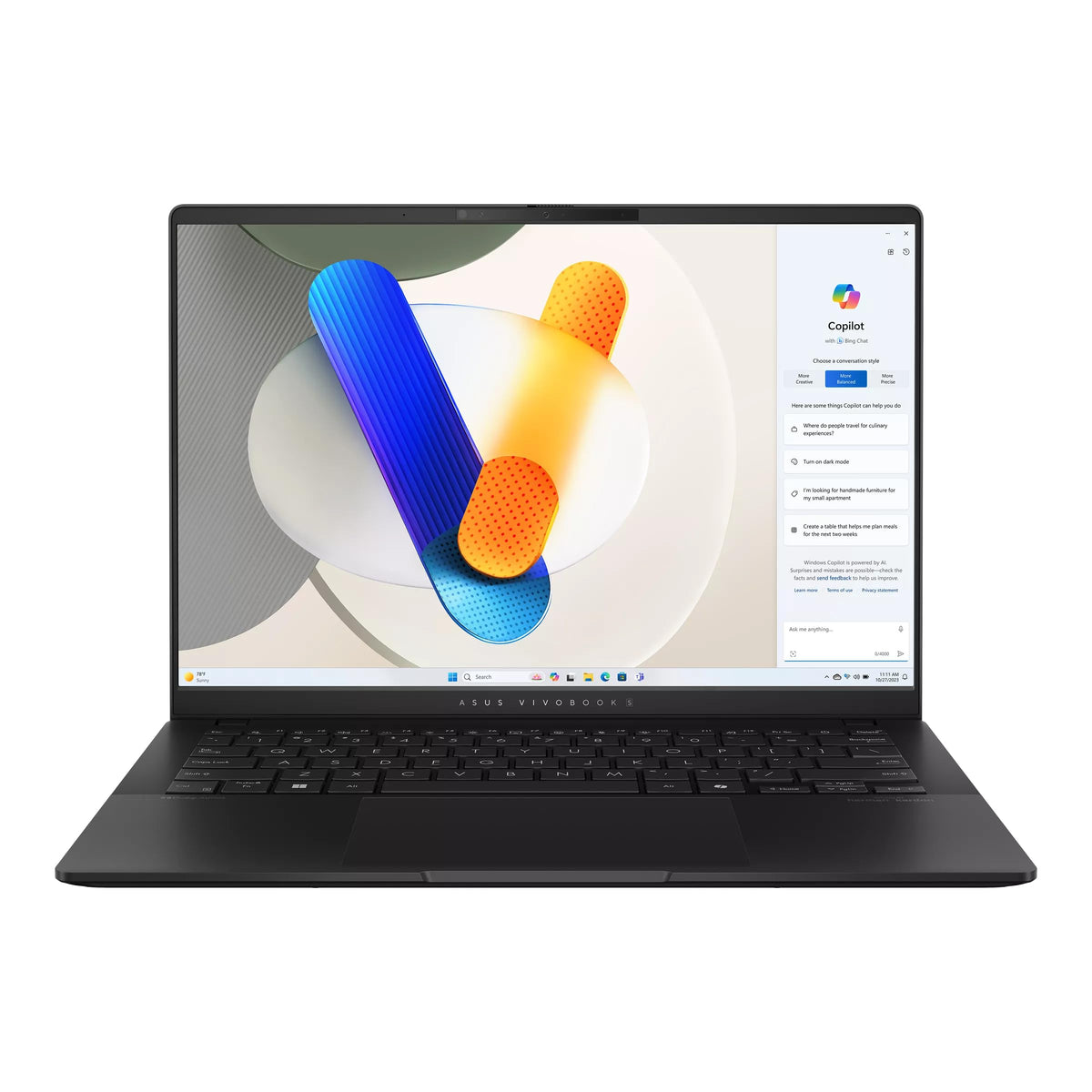 ASUS Vivobook S 14” WUXGA Laptop 16-Core Intel Core Ultra 9 185H Arc Graphics 16GB LPDDR5 1TB NVMe SSD USB-C w/DP WiFi AX BT Webcam HDMI2.1 Single-Zone RGB Backlit KB Windows 11 Home w/RE USB