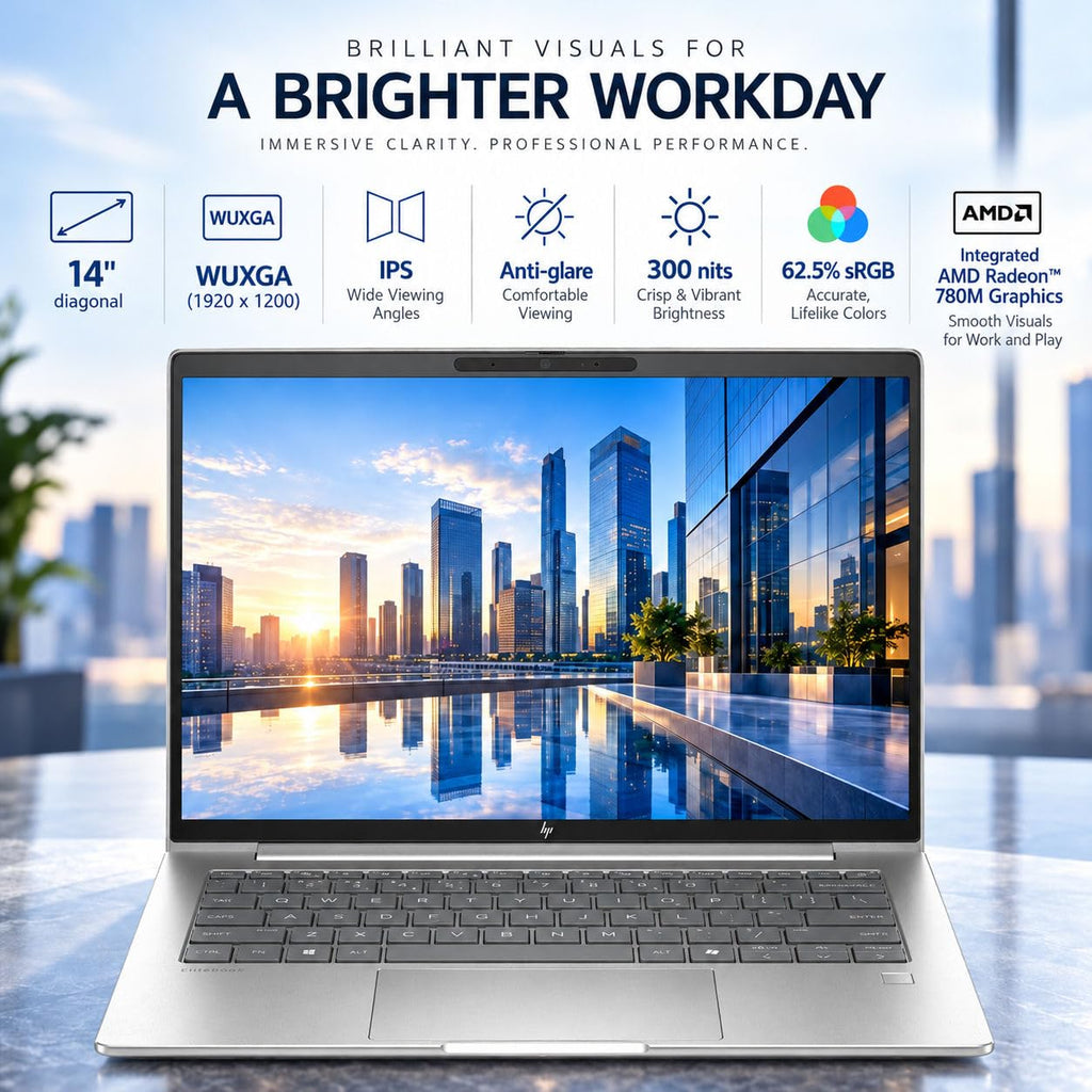 HP EliteBook 6 G1a 14" Premium Business Laptop, AMD Ryzen 7 PRO 250(Beats Intel Ultra 7 165U), 16GB DDR5 RAM, 512GB SSD, WUXGA IPS, Wi-Fi 7, Backlit Key, Fingerprint, Wolf Pro Security, Windows 11 Pro