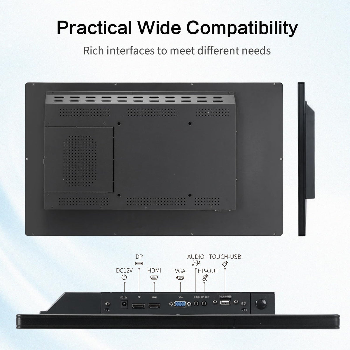 32 inch Capacitive Multi-Touch Screen Industrial Monitor, 16:9 Display 1920 x 1080P, Built-in Speakers, USB, VGA, DP & HD-MI Ports, Digital Signage Displays and Player for Advertising