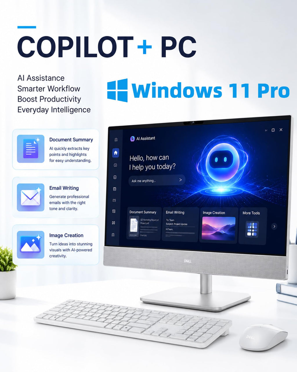Dell 27" All-in-One Desktop Computer Touchscreen Intel Ultra 7 355 Wi-Fi 7