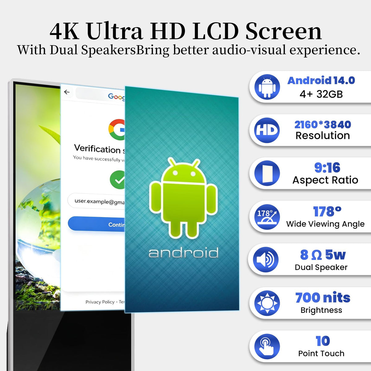 43" Digital Signage Display Kiosk Indoor Floor Standing Advertising