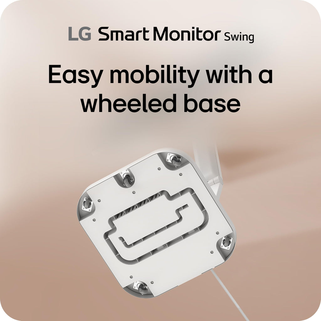 LG Smart Monitor Swing 32U889SA-W 32-Inch 4K UHD (3840x2160) IPS Touchscreen on a Fully Adjustable Wheeled Base HDR10, webOS, Built-in Speaker, HDMI, USB Type-C, Tilt/Height/Swivel/Pivot Stand, White