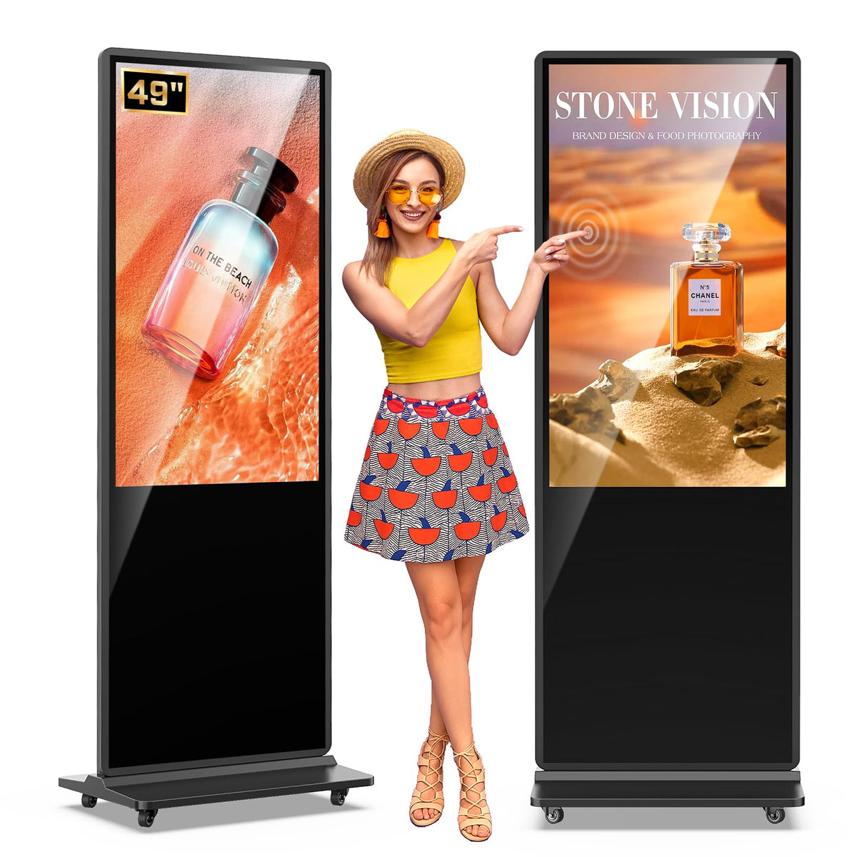MWE 55 Inch 4K Touchscreen Kiosk, Indoor Floor Standing Digital Signage Displays, Advertising Display LCD Totem, Interactive Display Poster Android System with Auto Media Player