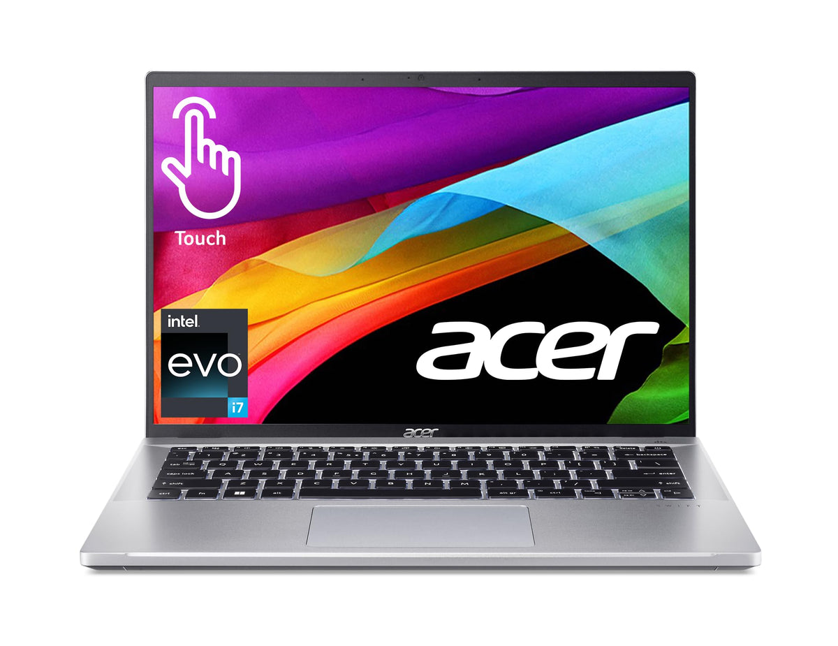 ACER Swift Go 14 Intel Evo Thin & Light Laptop 14'' 1920x1200 100% sRGB Touch Display Intel Core i7-1355U Intel Iris Xe 16GB LPDDR5 512GB Gen 4 SSD Killer WiFi 6E AX1675 SFG14-71T-72QV, Silver