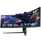 Gawfolk 45 inch Ultra-Wide Curved Gaming 240Hz PC Monitor, DQHD Screen