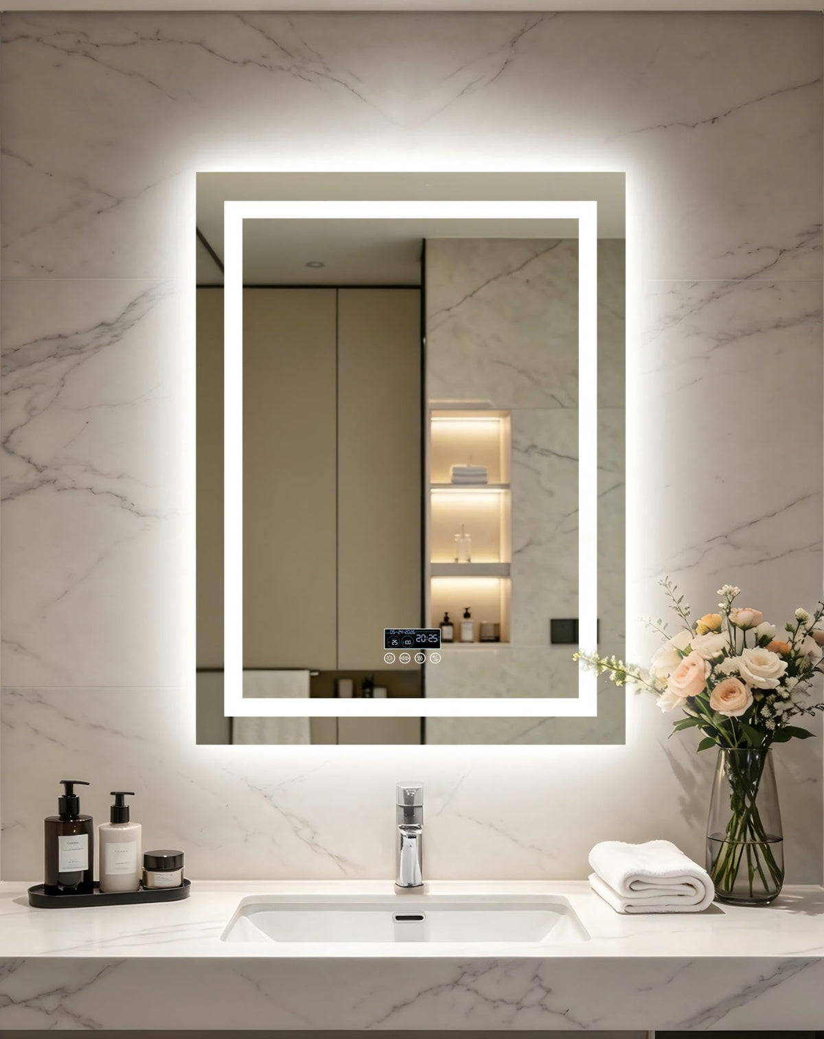 Smart LED Bathroom Mirror: Bluetooth Mirror Rectangular 32x24 inch