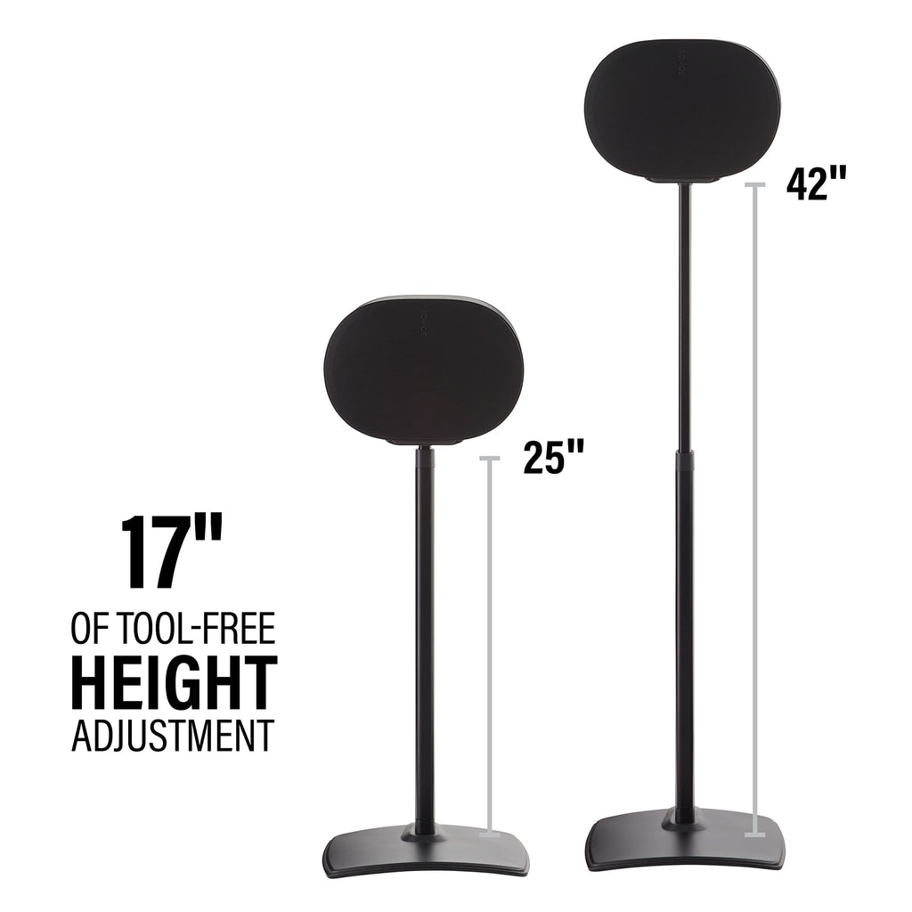 Sanus Height Adjustable Speaker Stand for Sonos Era 300 - 17" - Black - Custom Fit - Polished - Durable Steel & Extruded Aluminum - OSSE300A2-B2