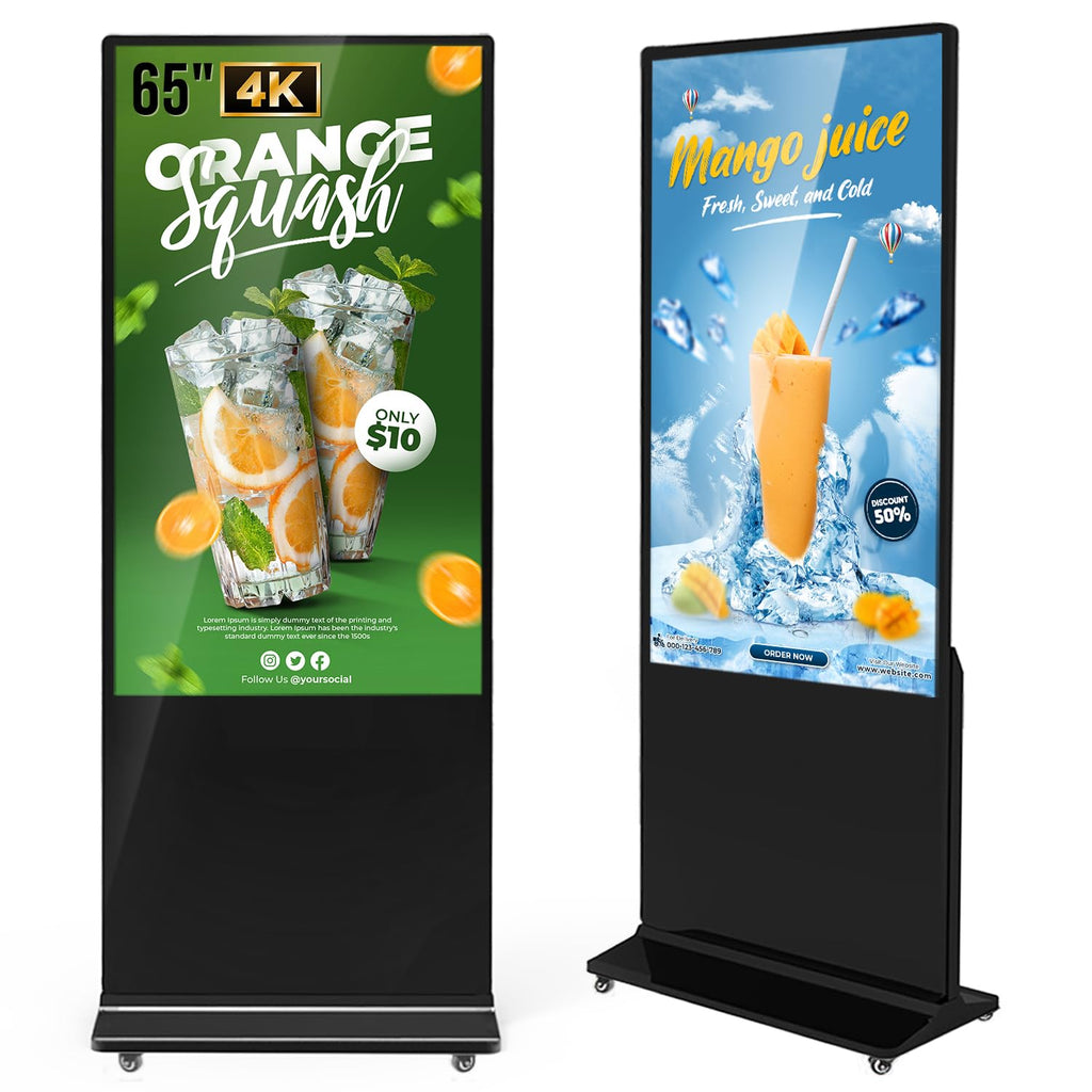 MWE 55 Inch 4K Touchscreen Kiosk, Indoor Floor Standing Digital Signage Displays, Advertising Display LCD Totem, Interactive Display Poster Android System with Auto Media Player