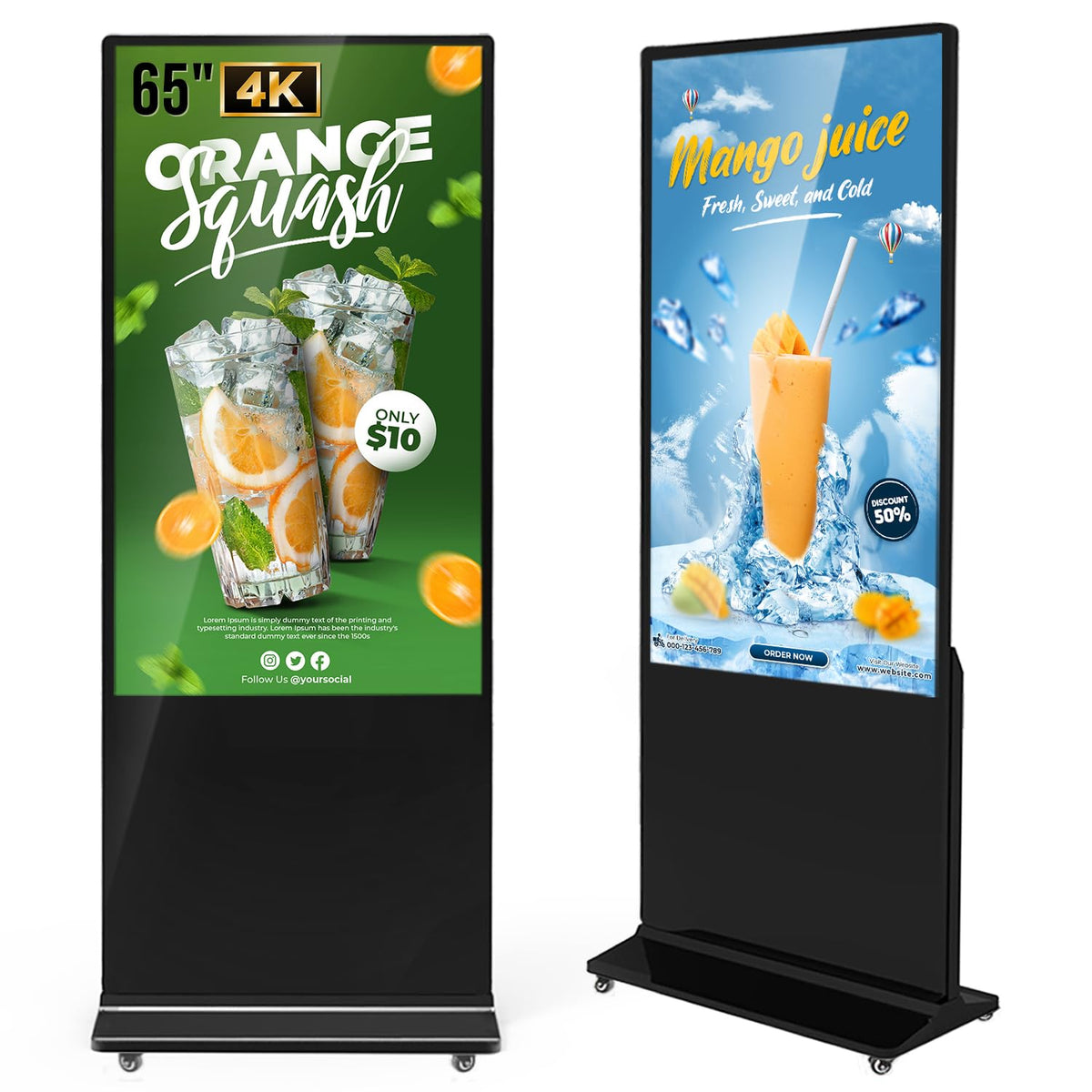MWE 55 Inch 4K Touchscreen Kiosk, Indoor Floor Standing Digital Signage Displays, Advertising Display LCD Totem, Interactive Display Poster Android System with Auto Media Player