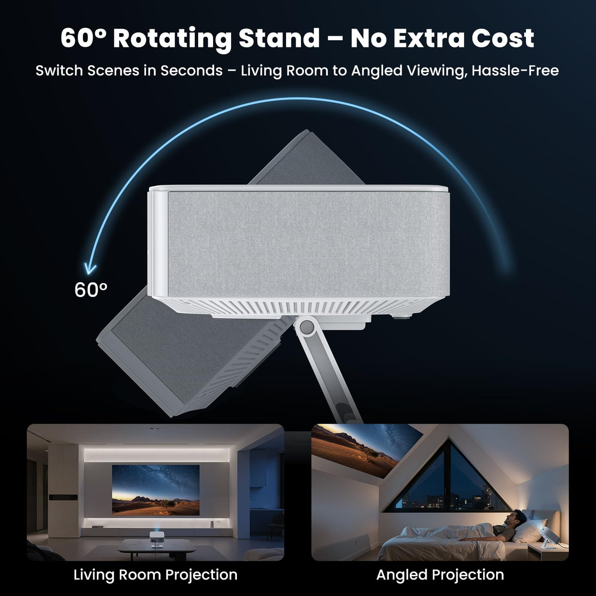 4K Outdoor Projector with Wifi and Bluetooth, Built-in Apps, Smart Projector with Auto Focus & Keystone, 1500 ANSI Lumens and 300" Movie Projector for Outdoor Use