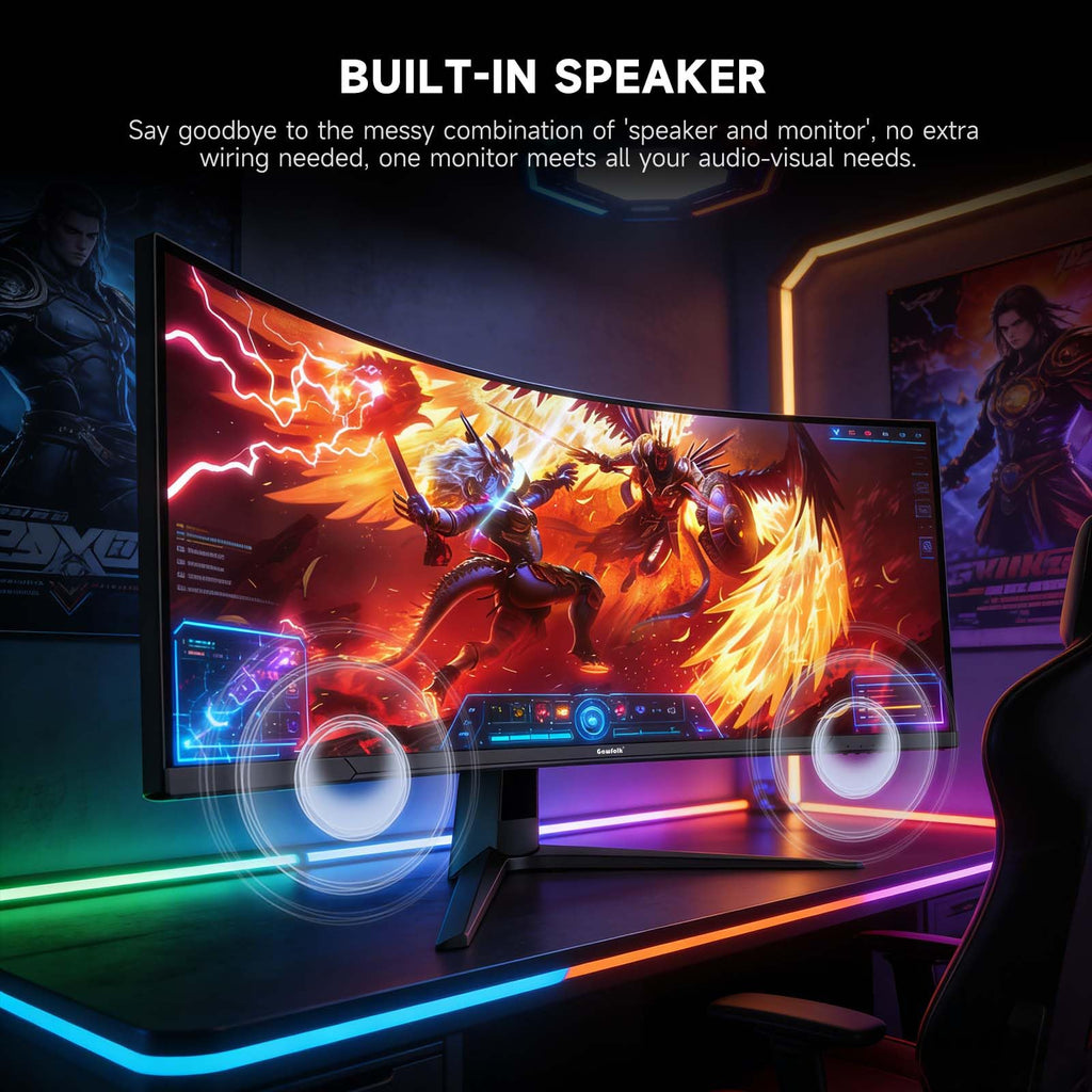Gawfolk 45 inch Ultra-Wide Curved Gaming 240Hz PC Monitor, DQHD Screen