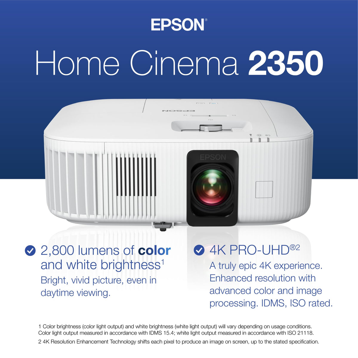 Epson Home Cinema 2350 4K PRO-UHD Smart Streaming Projector with Android TV
