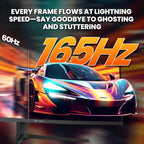 CRUA 49" DQHD 165Hz Ultrawide Curved Gaming Monitor, 1500R, FreeSync, Black