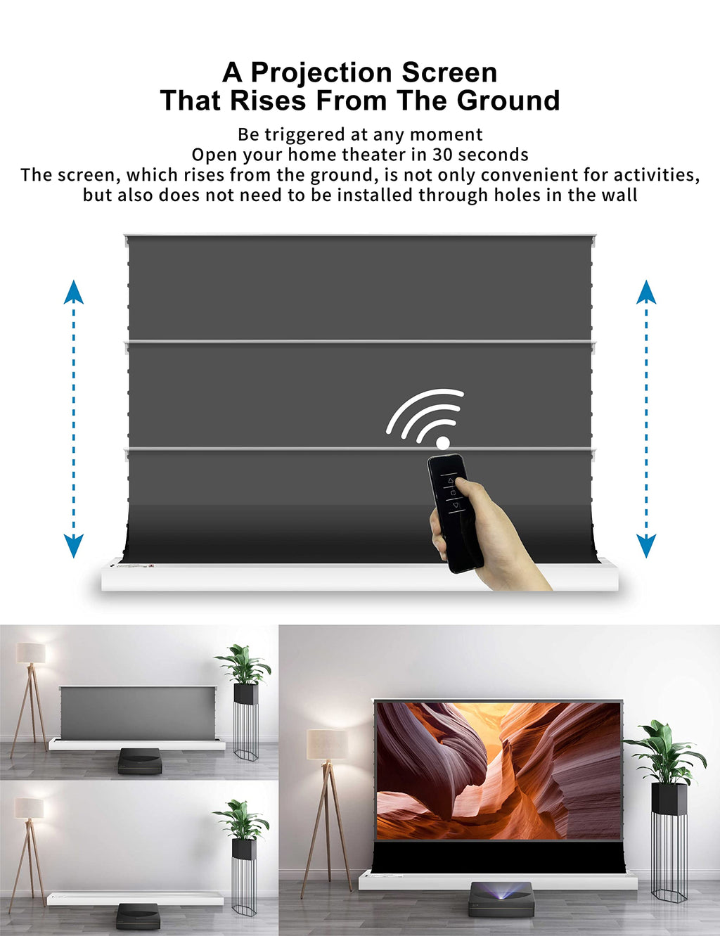 VIVIDSTORM Motorized UST Screen, Sound Transparent Perforated, Tensioned, Perfect for Professional Presentations & Home Theater,VWSDSTUST84HP