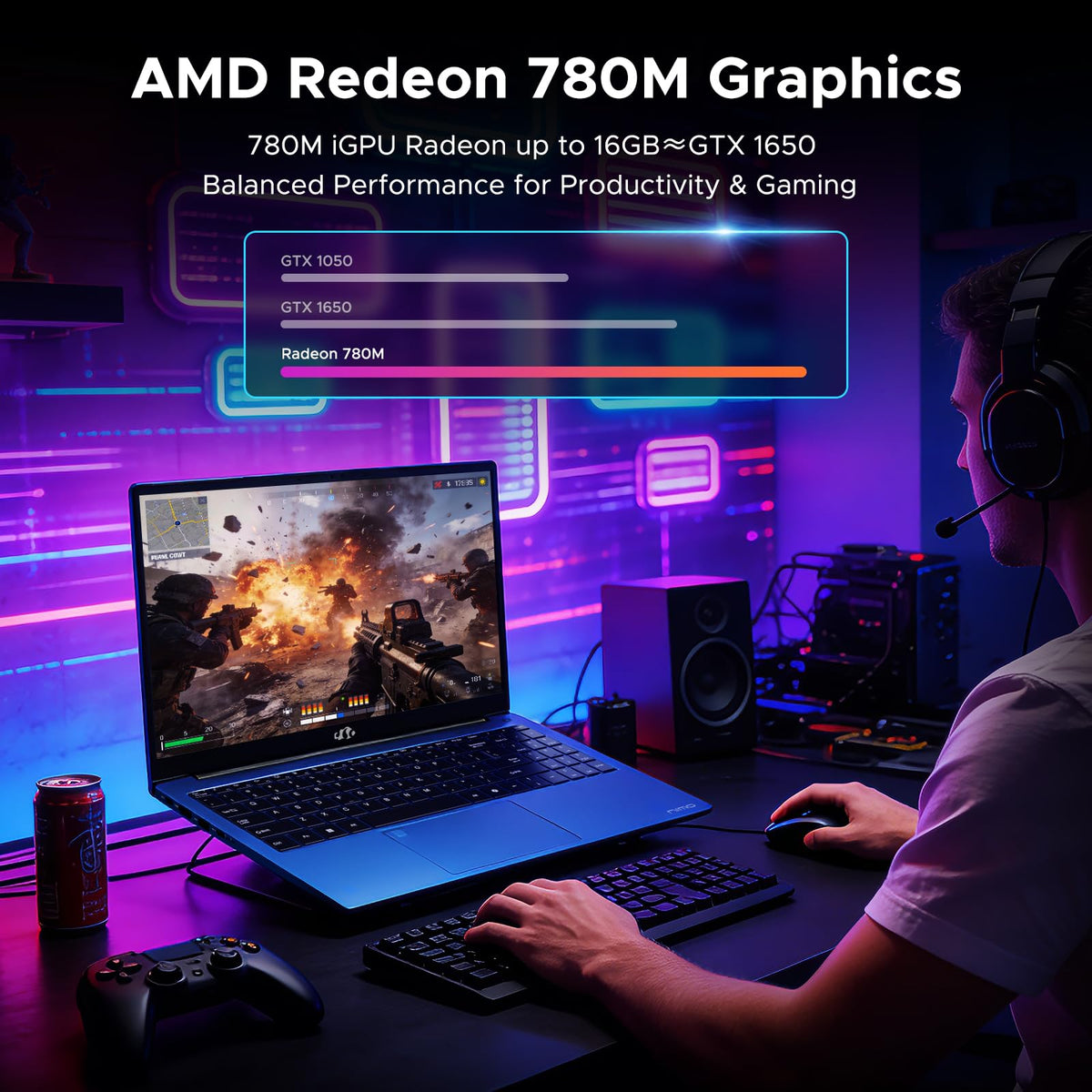NIMO 15.6" FHD AI Laptop, AMD R7 8745HS 32GB DDR5 RAM 1TB SSD, Radeon 780M