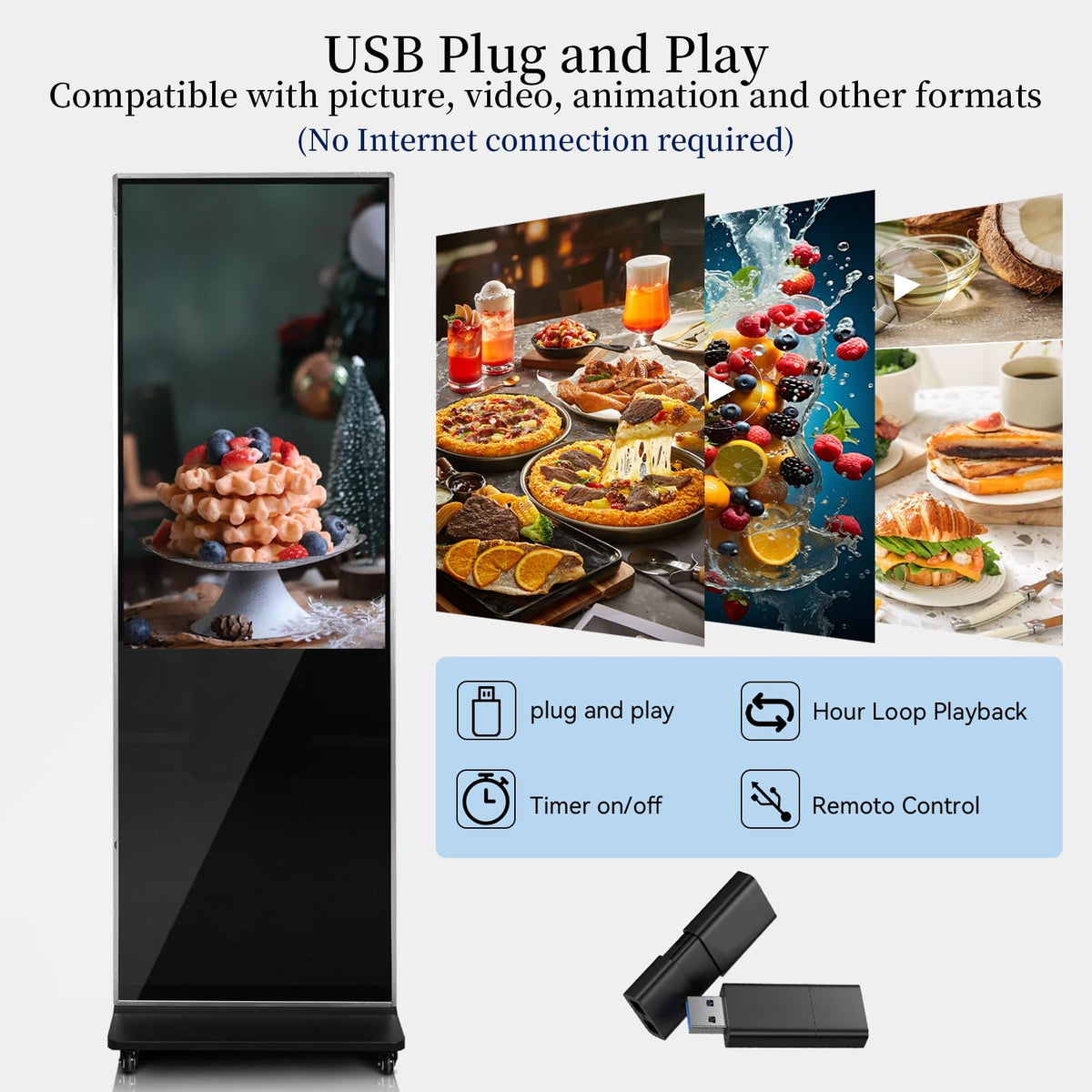 43" Digital Signage Display Kiosk Indoor Floor Standing Advertising