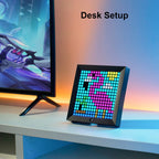 Divoom Times Gate Silver+Pixoo，RGB LED Display, Pixel Cyberpunk Gaming Setup Digital Clock with Smart APP Control, and 16×16 LED Panel Display Frame for Home Decor/Social Media Fans Counter