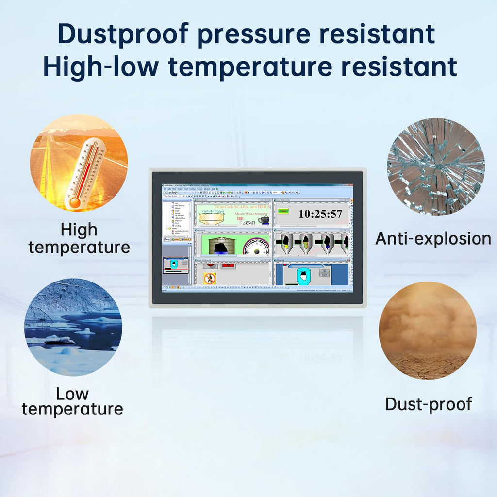 15.6-Inch Industrial Embedded Panel PC, Ratio 16:9 Multi-Touchscreen-Monitor,Industrial Touch Screen Panel Computer,WiFi & Built-in Speakers,IP65 Front,Win 10 I5 RAM 8G+256G SSD