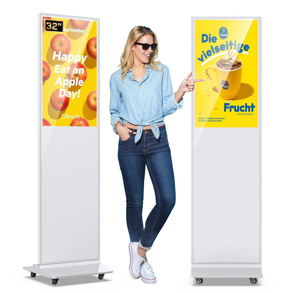 MWE 55 Inch 4K Touchscreen Kiosk, Indoor Floor Standing Digital Signage Displays, Advertising Display LCD Totem, Interactive Display Poster Android System with Auto Media Player