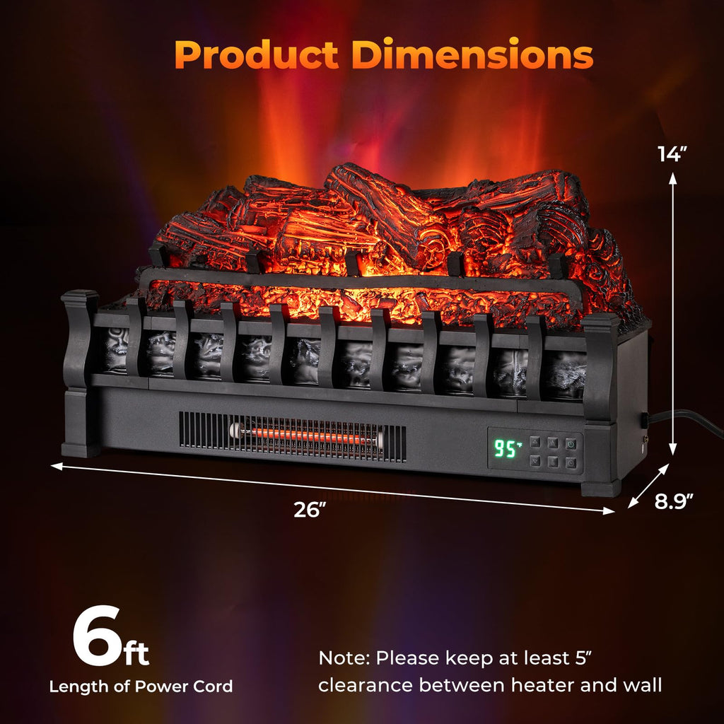 Tangkula 26" Smart Electric Fireplace, Compatible with Alexa, WiFi Enabled