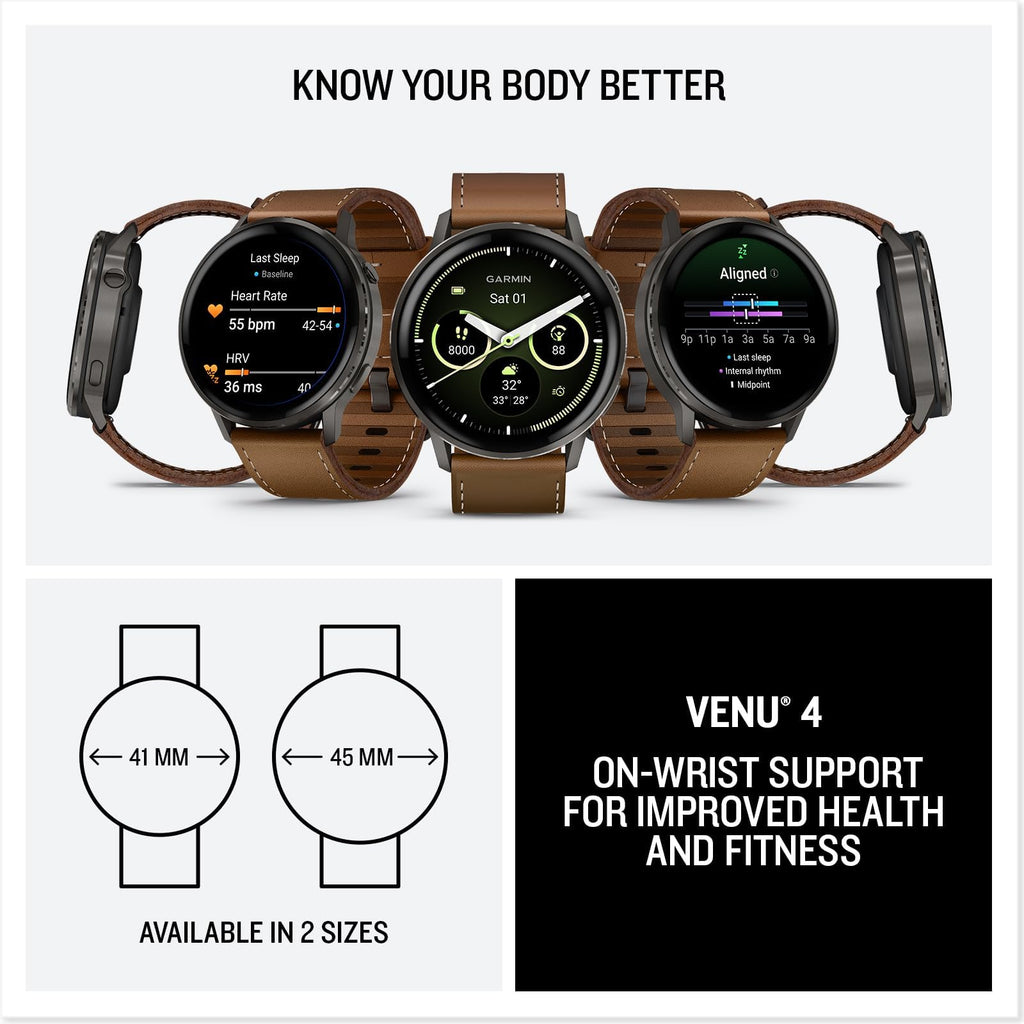 Garmin Venu 4 Health Fitness GPS Smartwatch 45mm AMOLED Bundle