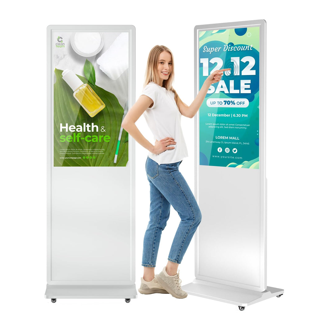 MWE 55 Inch 4K Touchscreen Kiosk, Indoor Floor Standing Digital Signage Displays, Advertising Display LCD Totem, Interactive Display Poster Android System with Auto Media Player