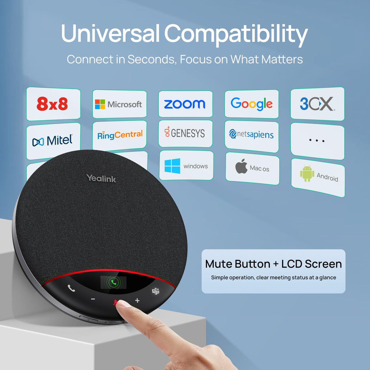 Yealink Bluetooth Speakerphone SP96 with Dongle Support Daisy-Chain