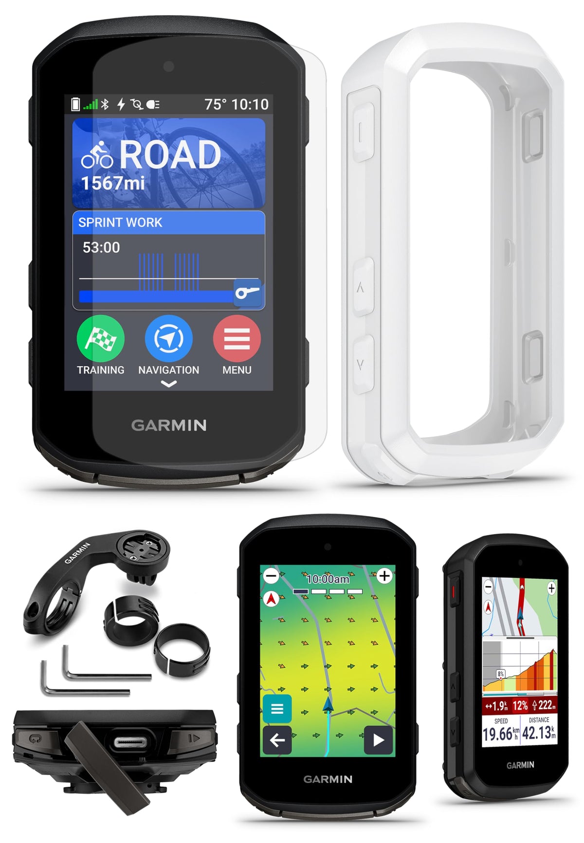 Garmin Edge 850 Compact GPS Cycling Computer White Case Bundle