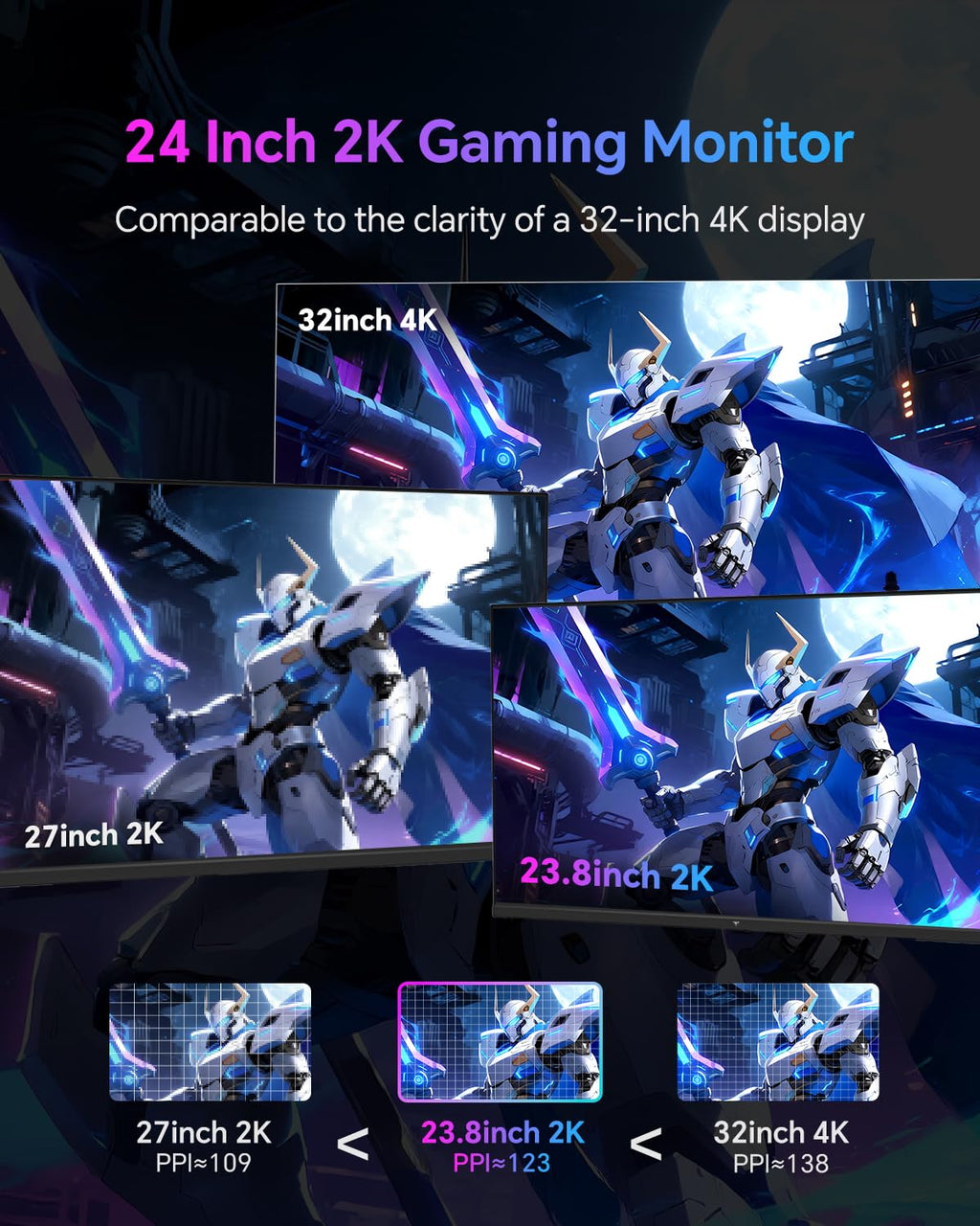 KTC 24 Inch Gaming Monitor 180Hz - 1440P Computer Monitors, Fast IPS H24T7