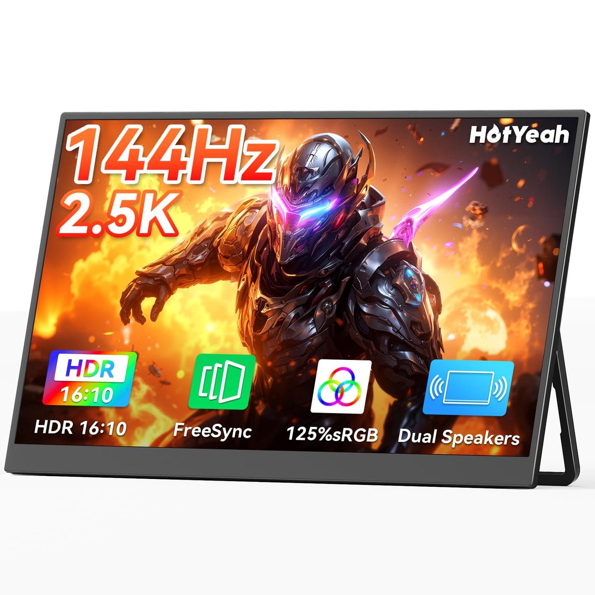 HotYeah 16" 2.5K 144Hz Portable Gaming Monitor, 2560x1600 QHD 125% sRGB